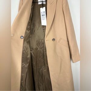 MNG Lapels Pale Pink Sustainable Wool Trench Coat Women’s Sz M NWT